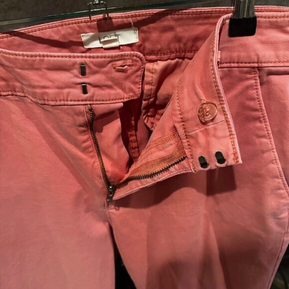 LOFT Chino Cropped Pants Mid-Rise Slim Fit Capri Ankle Cut Coral Pink Women's 8 - Picture 4 of 6